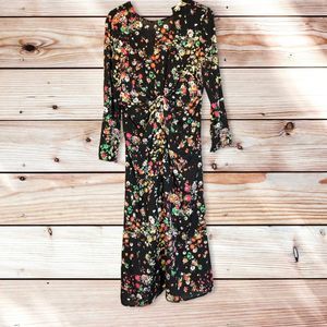 H&M knot front floral midi dress